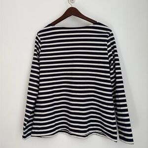 Navy White Striped Organic Cotton Long Sleeve Top – Large